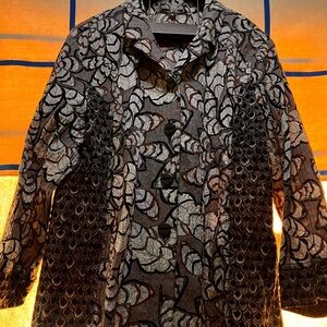 Habitat Black & Gray Floral-Patterned Blazer+pockets